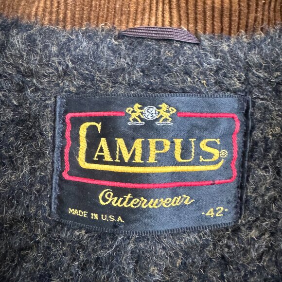 Vintage Campus Outerwear Mens 42 Brown Corduroy Fur Lined Jacket USA - Picture 4 of 6
